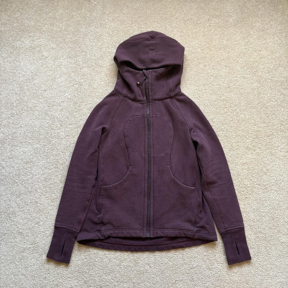 Lululemon Jacket Womens 4 Plum Purple Stride Hoodie Full Zip Thumbholes Long